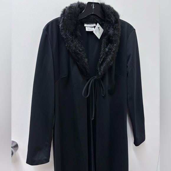 Vintage Kathie Lee Collection Black Cardigan with Faux Fur Collar - Picture 2 of 7